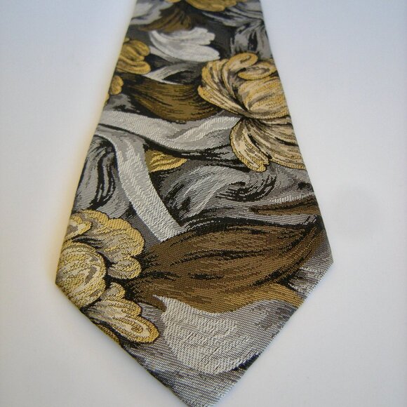 Bachrach Slik Tie  - Floral Patterned Made in USA Fall Earth Tones - Picture 4 of 8
